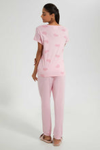 Load image into Gallery viewer, Redtag-Blush-Heart-Printed-Pyjama-Set-Pyjama-Sets-Women's-