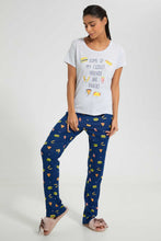 Load image into Gallery viewer, Redtag-Grey-Melange-Snacks-Printed-Pyjama-Set-Pyjama-Sets-Women's-
