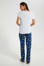 Load image into Gallery viewer, Redtag-Grey-Melange-Snacks-Printed-Pyjama-Set-Pyjama-Sets-Women's-