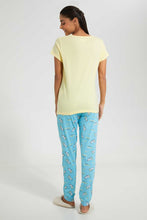 Load image into Gallery viewer, Redtag-Yellow-Cat-Printed-Pyjama-Set-Pyjama-Sets-Women's-