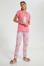 Load image into Gallery viewer, Redtag-Pink-Burger-Printed-Pyjama-Set-Pyjama-Sets-Women's-