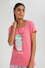 Load image into Gallery viewer, Redtag-Pink-Burger-Printed-Pyjama-Set-Pyjama-Sets-Women's-