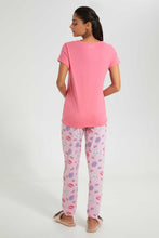 Load image into Gallery viewer, Redtag-Pink-Burger-Printed-Pyjama-Set-Pyjama-Sets-Women's-