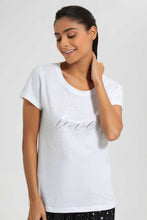 Load image into Gallery viewer, Redtag-White-Love-Printed-Pyjama-Set-Pyjama-Sets-Women's-
