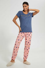 Load image into Gallery viewer, Redtag-Blue-Brunch-Printed-Pyjama-Set-Pyjama-Sets-Women's-