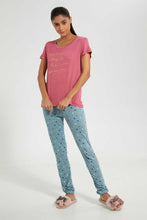 Load image into Gallery viewer, Redtag-Pink-Printed-Pyjama-Set-Pyjama-Sets-Women's-