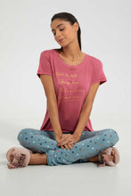 Load image into Gallery viewer, Redtag-Pink-Printed-Pyjama-Set-Pyjama-Sets-Women's-