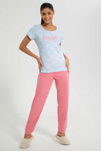 Load image into Gallery viewer, Redtag-Blue-Nighty-Printed-Pyjama-Set-Pyjama-Sets-Women's-