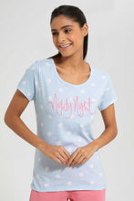 Load image into Gallery viewer, Redtag-Blue-Nighty-Printed-Pyjama-Set-Pyjama-Sets-Women's-