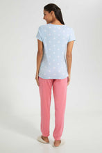 Load image into Gallery viewer, Redtag-Blue-Nighty-Printed-Pyjama-Set-Pyjama-Sets-Women's-
