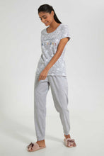 Load image into Gallery viewer, Redtag-Grey-Beautiful-Printed-Pyjama-Set-Pyjama-Sets-Women's-