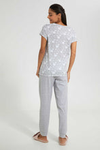 Load image into Gallery viewer, Redtag-Grey-Beautiful-Printed-Pyjama-Set-Pyjama-Sets-Women's-