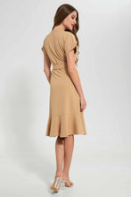 تنزيل الصورة على معرض الصور، Redtag-Brown-Shortsleeve-Ruffled-Hem-Dress-Cropped-Tops-Women's-