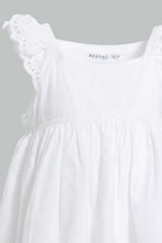 Load image into Gallery viewer, Redtag-White-Schiffli-Hem-Fluter-Sleeves-Blouse-Blouses-Infant-Girls-3 to 24 Months