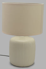 Load image into Gallery viewer, Redtag-White-Embossed-Ceramic-Table-Lamp-Category:Lamps,-Colour:White,-Filter:Home-Decor,-HARMONY,-HMW-HOM-Lighting,-New-In,-New-In-HMW-HOM,-Non-Sale,-Section:Homewares,-W22O-Home-Decor-