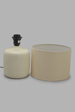Load image into Gallery viewer, Redtag-White-Embossed-Ceramic-Table-Lamp-Category:Lamps,-Colour:White,-Filter:Home-Decor,-HARMONY,-HMW-HOM-Lighting,-New-In,-New-In-HMW-HOM,-Non-Sale,-Section:Homewares,-W22O-Home-Decor-
