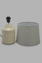Load image into Gallery viewer, Redtag-Beige-Embossed-Ceramic-Table-Lamp-Category:Lamps,-Colour:Beige,-Filter:Home-Decor,-HARMONY,-HMW-HOM-Lighting,-New-In,-New-In-HMW-HOM,-Non-Sale,-Section:Homewares,-W22O-Home-Decor-
