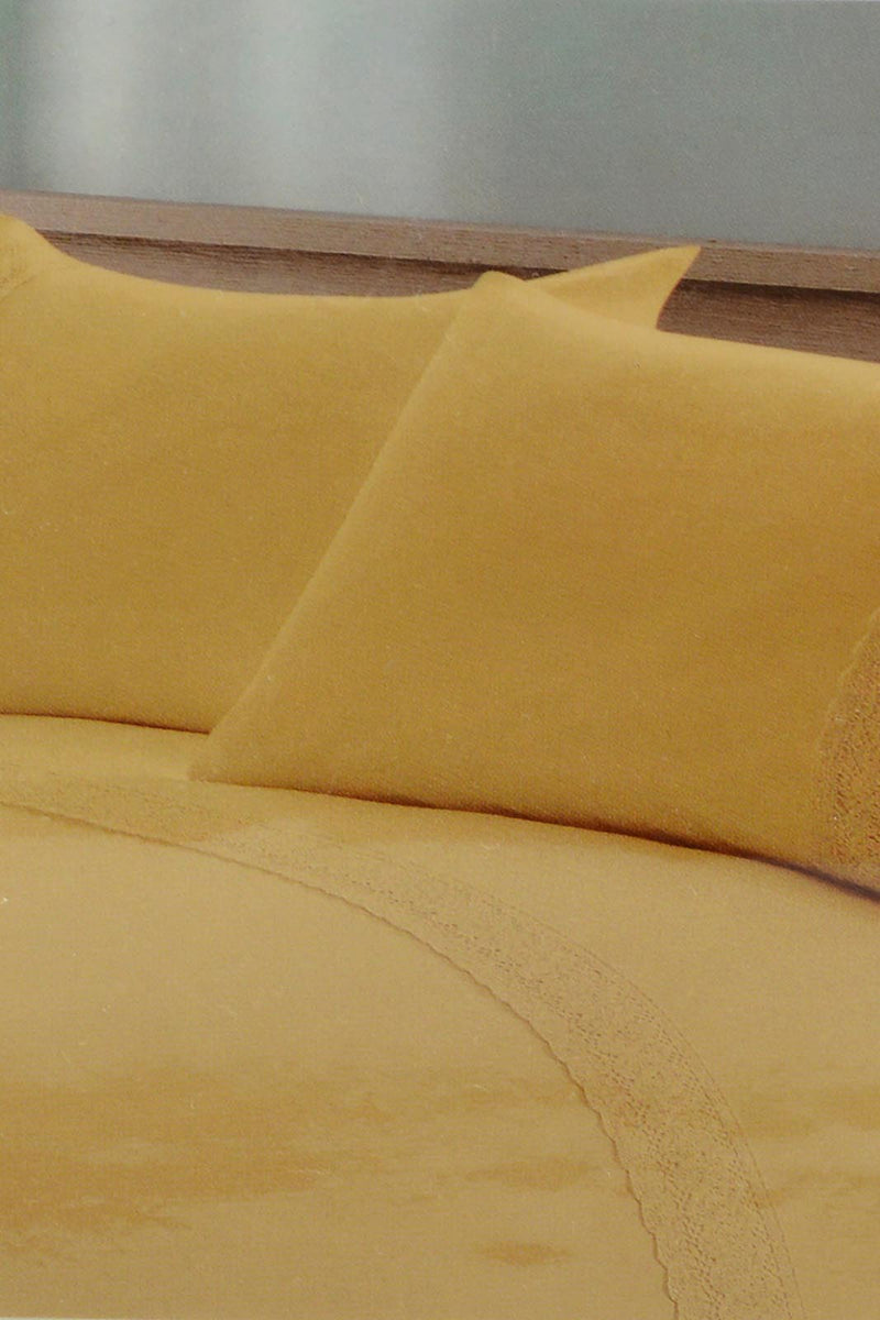 Redtag-Yellow-3-Pieces-Duvet-Cover-Set-With-Lace-(Double-Size)-Category:Duvet-Covers,-Colour:Yellow,-Filter:Home-Bedroom,-HMW-BED-Duvet-Covers,-New-In,-New-In-HMW-BED,-Non-Sale,-S22C,-Section:Homewares-Home-Bedroom-