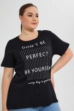 Load image into Gallery viewer, Redtag-Black-Jersey-Top-Sequins-Placement-Tops-Women's-