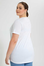 Load image into Gallery viewer, Redtag-White-Jersey-Top-Sequins-Placement-Tops-Women's-