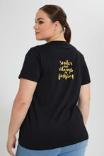 تنزيل الصورة على معرض الصور، Redtag-Black-Graphic-Jersey-Top-Tops-Women's-