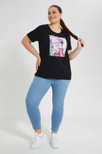 تنزيل الصورة على معرض الصور، Redtag-Black-Graphic-Jersey-Top-Tops-Women's-