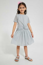 Load image into Gallery viewer, Redtag-Silver-Lurex-Front-Knot-Skirt-Set-Sets-Girls-2 to 8 Years