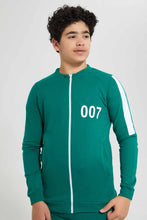 Load image into Gallery viewer, Redtag-Green-Zipthru-SweaT-Shirt-Hooded-Sweatshirts-Senior-Boys-9 to 14 Years
