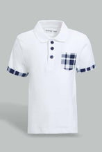 تنزيل الصورة على معرض الصور، Redtag-White-Polo-With-Contrast-Fabric-On-Sleeve-Polo-Shirts-Infant-Boys-3 to 24 Months
