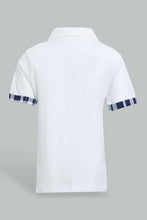 تنزيل الصورة على معرض الصور، Redtag-White-Polo-With-Contrast-Fabric-On-Sleeve-Polo-Shirts-Infant-Boys-3 to 24 Months