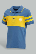 Load image into Gallery viewer, Redtag-Blue-And-Brown-Cut-And-Sew-Polo-Polo-Shirts-Infant-Boys-3 to 24 Months
