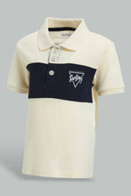Load image into Gallery viewer, Redtag-Ecru-And-Navy-Cut-And-Sew-Polo-Polo-Shirts-Infant-Boys-3 to 24 Months