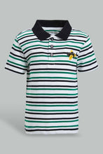تنزيل الصورة على معرض الصور، Redtag-Navy-Striped-Yarndyed-Polo-Polo-Shirts-Infant-Boys-3 to 24 Months