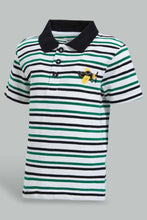 تنزيل الصورة على معرض الصور، Redtag-Navy-Striped-Yarndyed-Polo-Polo-Shirts-Infant-Boys-3 to 24 Months