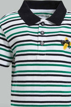 تنزيل الصورة على معرض الصور، Redtag-Navy-Striped-Yarndyed-Polo-Polo-Shirts-Infant-Boys-3 to 24 Months