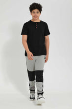 Load image into Gallery viewer, Redtag-Grey-Mel-Biker-Knee-Jogger-Pant-Joggers-Senior-Boys-9 to 14 Years