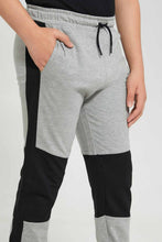 Load image into Gallery viewer, Redtag-Grey-Mel-Biker-Knee-Jogger-Pant-Joggers-Senior-Boys-9 to 14 Years
