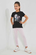 تنزيل الصورة على معرض الصور، Redtag-Black-T-Shirt-With-Placment-Print-Graphic-T-Shirts-Girls-2 to 8 Years