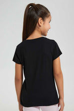 تنزيل الصورة على معرض الصور، Redtag-Black-T-Shirt-With-Placment-Print-Graphic-T-Shirts-Girls-2 to 8 Years