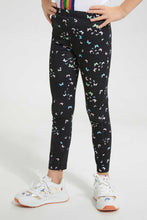تنزيل الصورة على معرض الصور، Redtag-Black-Aop-Legging-Jeggings-Girls-2 to 8 Years