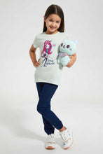 Load image into Gallery viewer, Redtag-Mint-T-Shirt-With-Placment-Print-Graphic-T-Shirts-Girls-2 to 8 Years