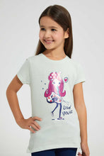 Load image into Gallery viewer, Redtag-Mint-T-Shirt-With-Placment-Print-Graphic-T-Shirts-Girls-2 to 8 Years