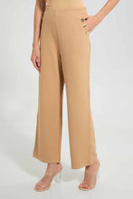 تنزيل الصورة على معرض الصور، Redtag-Brown-Tappered-Trousers-With-Button-Detailing-Trousers-Women's-
