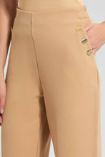 تنزيل الصورة على معرض الصور، Redtag-Brown-Tappered-Trousers-With-Button-Detailing-Trousers-Women's-