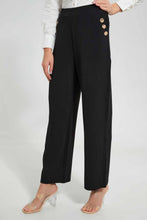 تنزيل الصورة على معرض الصور، Redtag-Black-Tappered-Trousers-With-Button-Detailing-Trousers-Women's-