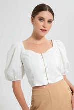 Load image into Gallery viewer, Redtag-White-Front-Zip-Printed-Top-Tops-Women's-