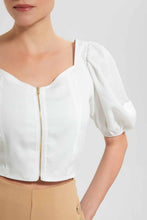 Load image into Gallery viewer, Redtag-White-Front-Zip-Printed-Top-Tops-Women's-