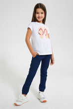 Load image into Gallery viewer, Redtag-White-Girls--T-Shirt-With-Chest-Applique-Work-Embellished-T-Shirts-Girls-2 to 8 Years