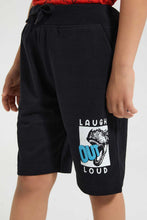 تنزيل الصورة على معرض الصور، Redtag-Black-Print-Short-Active-Shorts-Boys-2 to 8 Years