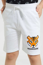 تنزيل الصورة على معرض الصور، Redtag-White-Print-Short-Active-Shorts-Boys-2 to 8 Years